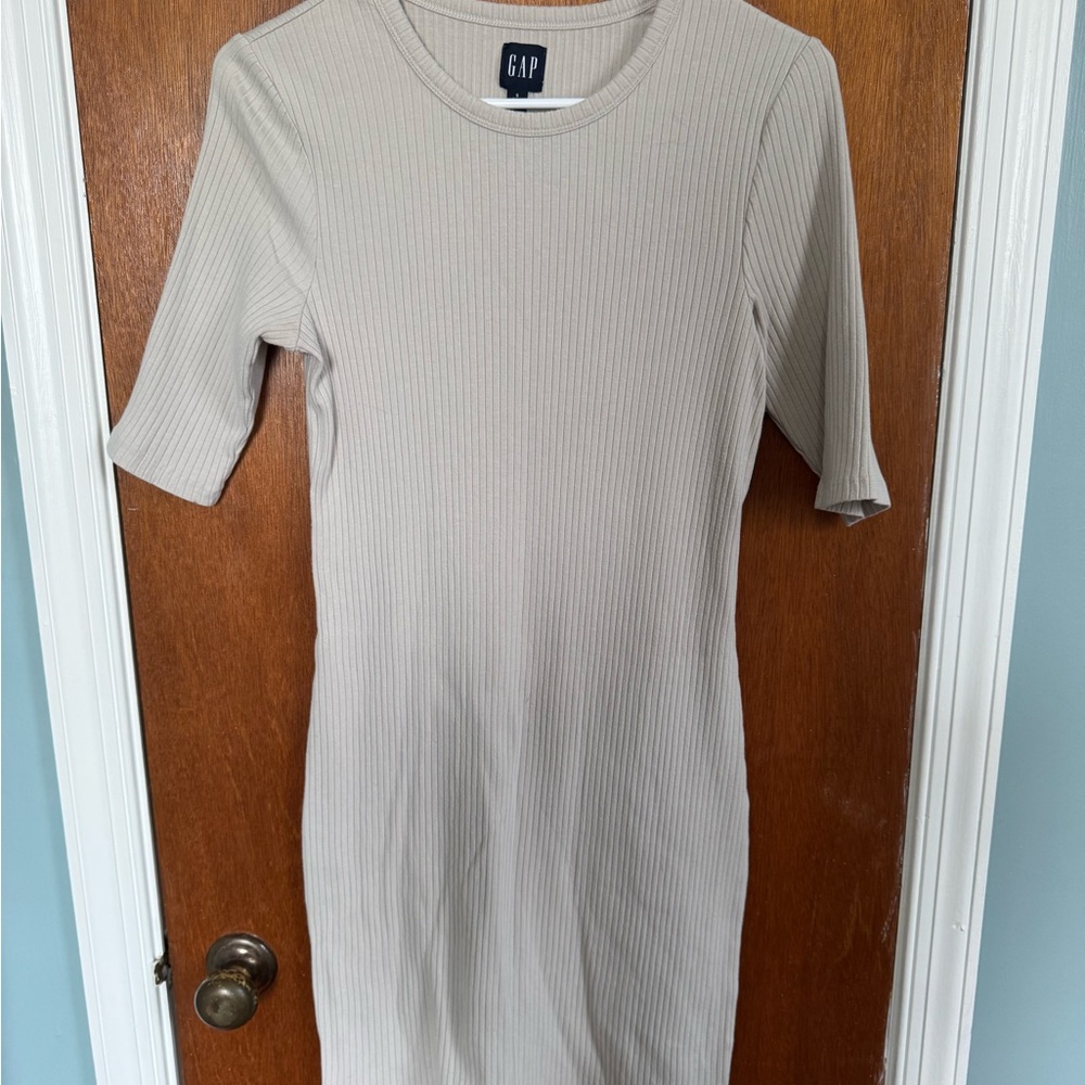 GAP Cream Ribbed Mini Dress